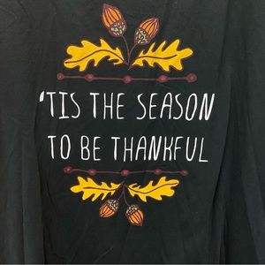 Woman Within Black Tee with Autumn Design